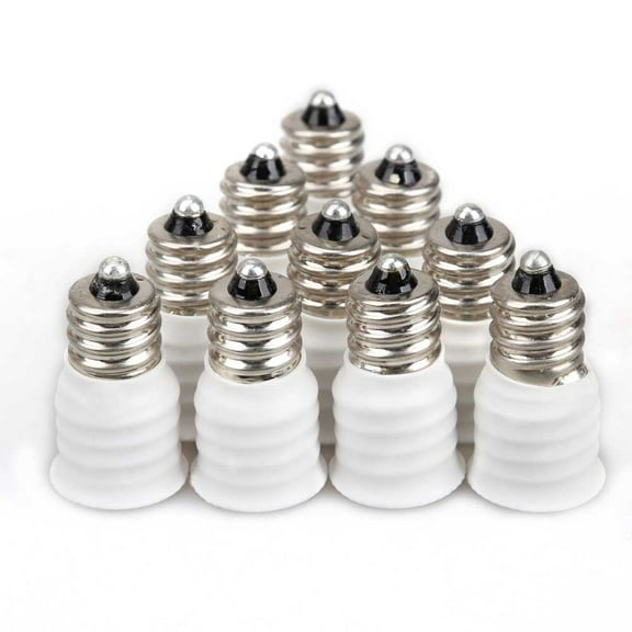 10PCS White E12 to E14 Adapter Converter Bulb Converter E12 to E14 Adapter Light Bulb Socket E12 Male to E14 Female Bulb Converter LED Light Holder Lamp Adapter Socket Changer