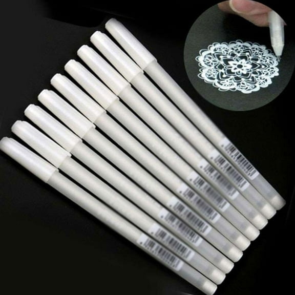 10PCS White Marker Pen, 0.8mm Fine Tip Micro Pigment Ink for Drawing, Hand-painted Highlights, Card Signatures - Odorless, Smooth Lines