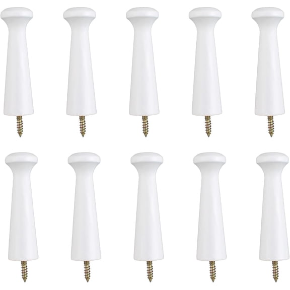 10PCS White Wooden Shaker Pegs, 3.15 Inch Screw-On Solid Hat Hook with Screws, Unfinished Wood Towel Racks for Hanging Clothes Hats Paint DIY