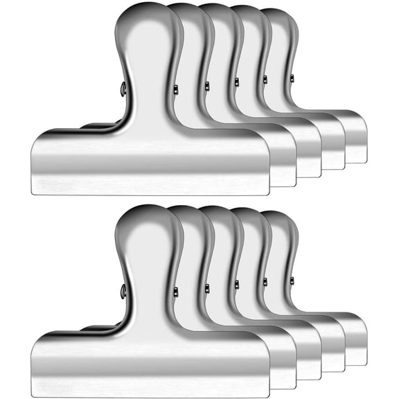 10PCS Wide Metal Chip Clips 3 Inch, Snack Food Bag Sealing Clips, Stainless Steel Paper Clamps Heavy Duty for Kitchen Food Packages and Office
