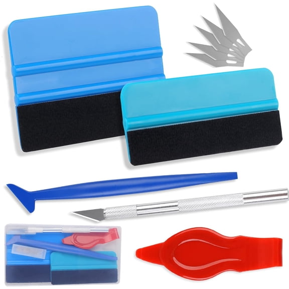 10PCS Window Tint Tools Kit, Premium Vinyl Wrap Kit, Easy to Apply Glass & Window Film Application Kit, Vehicle Vinyl Wrap Tools - 2PCS Felt Squeegee & Micro Squeegee & Craft Knife &Edge Trimmer