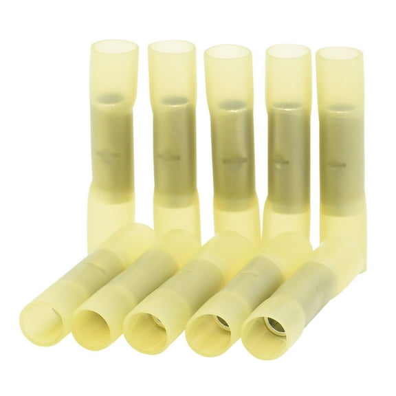 10PCS Wire Butt Crimp Connector Heat Shrink Yellow 8awg gauge GA Terminal Radio