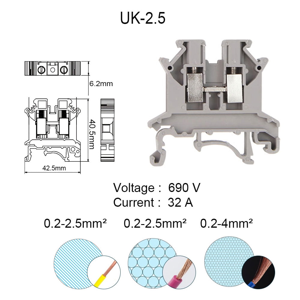 Panel Conector Block 10PCS Wire Electrical Conector Terminal Connector Screw Cable Din Rail ...
