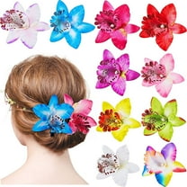 10PCS Women Big Chiffon Orchid Flower Bohemian Flowers Hair Clip for Bridal Wedding Accessory Hair Pins Hair Barrette Accessories