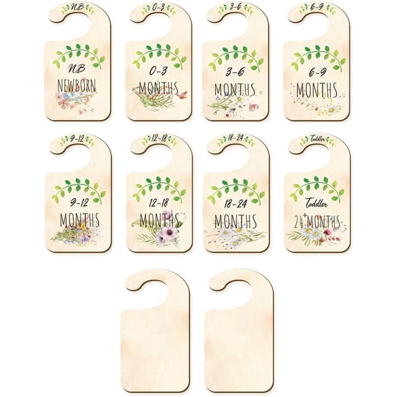 10PCS Wood Baby Wardrobe Dividers Flower Design from Newborn to 24 Month Hanger Seperaters Baby Closet Organizers Nursery Infant Wardrobe Divider Gift for Newborn Baby Shower Mixed Color