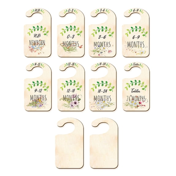 10PCS Wood Baby Wardrobe Dividers Flower Design from Newborn to 24 Month Hanger Seperaters Baby Closet Organizers Nursery Infant