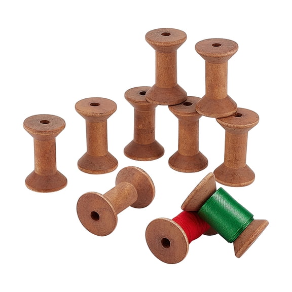 10PCS Wood Spool Empty Thread Spool Wood Sewing Embroidery Thread Spool Wooden Ribbon Spools Textile Wire Weaving Ribbons for DIY
