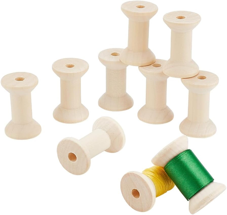 10PCS Wooden Empty Thread Spools Vintage Wood Spool Wood Sewing ...