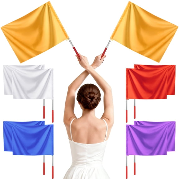 10PCS Worship Flags for Dance Church, 22" x 28" Praise Dance Flags with Retractable Rod, 5 Colors Metallic Luster Worship Flags for Stage Performance, Church Service, Team Practice