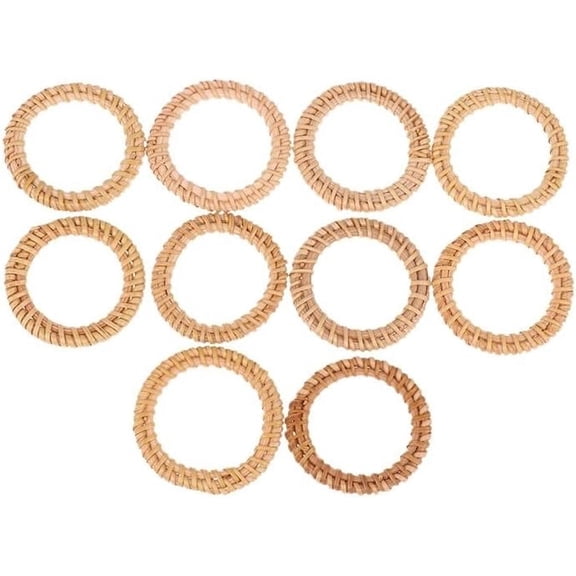 10PCS Woven Rattan Napkin Rings, Rustic Woven Tabletop Holders for Christmas, Thanksgiving, Home and Wedding Party Decor