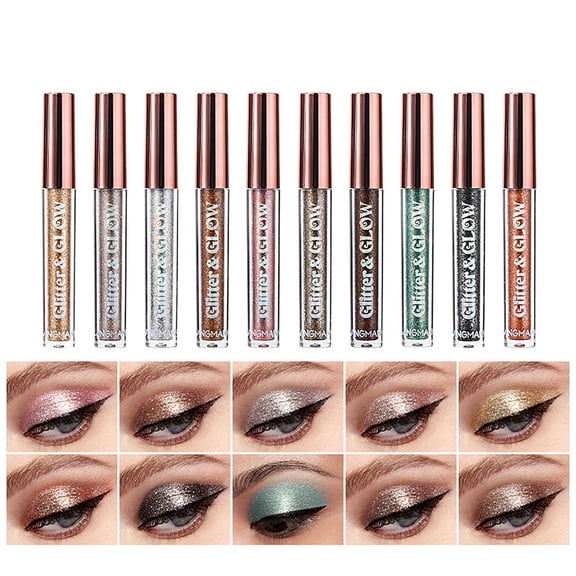 10PCS glitter shimmer Liquid Eyeshadow, Long Lasting Waterproof Metallic Shiny Shimmer Eye Shadow Set, Suitable For Girls And Women