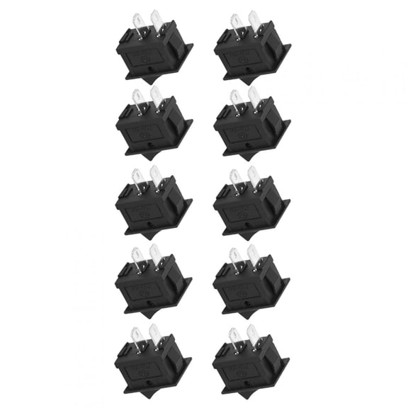 10PCs 2-Pin Rocker Switch On/Off 2-Position Mini Black Industrial Switch (KCD1-101)