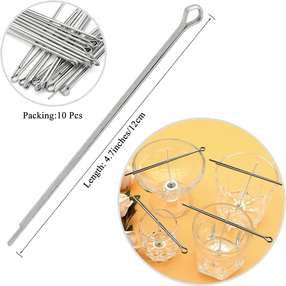 10pcs Metal Candle Wick Holders, Upgraded Candle Wick Centering Devices,  Silver Stainless Steel Candle Wick Holder for Candle Making