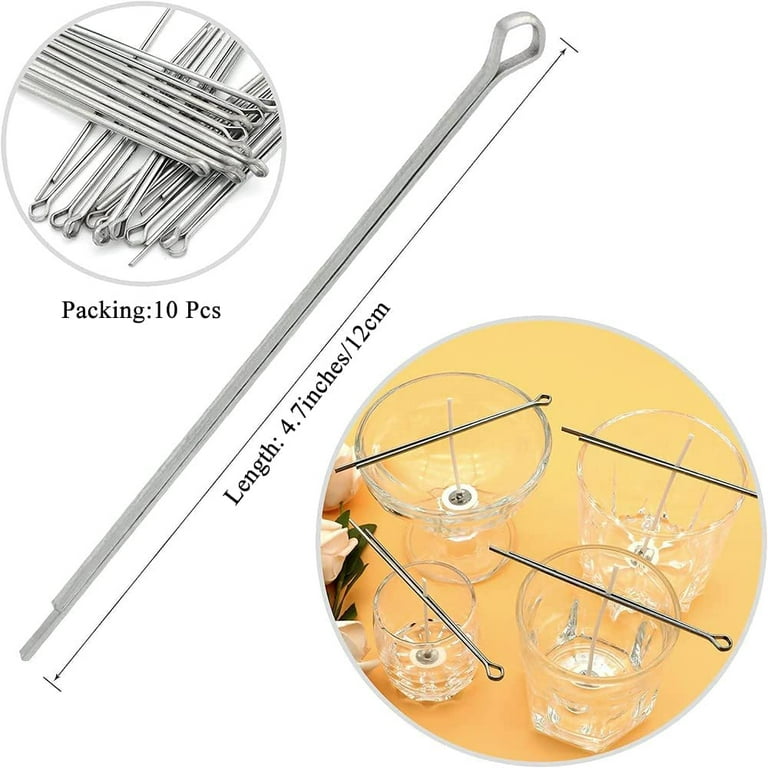 DINGPAI 20pcs Metal Candle Wick Centering Devices, Silver Stainless Steel Candle Wick Holder for Candle Making