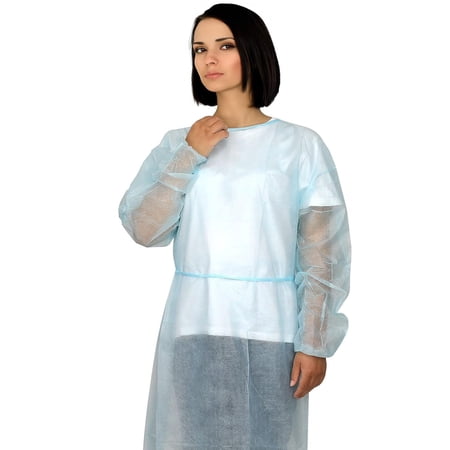 10PCs Dental Grade Disposable PP+PE Isolation Gown AAMI by VASTMED | Long Sleeve & Elastic Cuff Universal Size