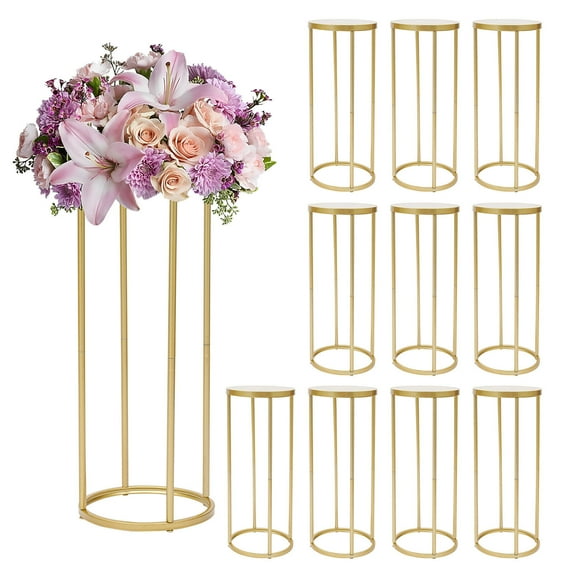 10PCs Gold Wedding Centerpieces for Table, Metal Geometric Floor Vases Flower Stand for Weddings Party Events Decoration