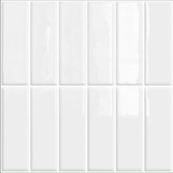 DEWOO 10pcs Peel and Stick Backsplash Wall Tiles, Extra Thick 3D Wall Panels, Heat & Water Resistant, Easy DIY Kitchen, Bathroom, Laundry, Fireplace & Rental Home Wall Décor (White, 12"×12")
