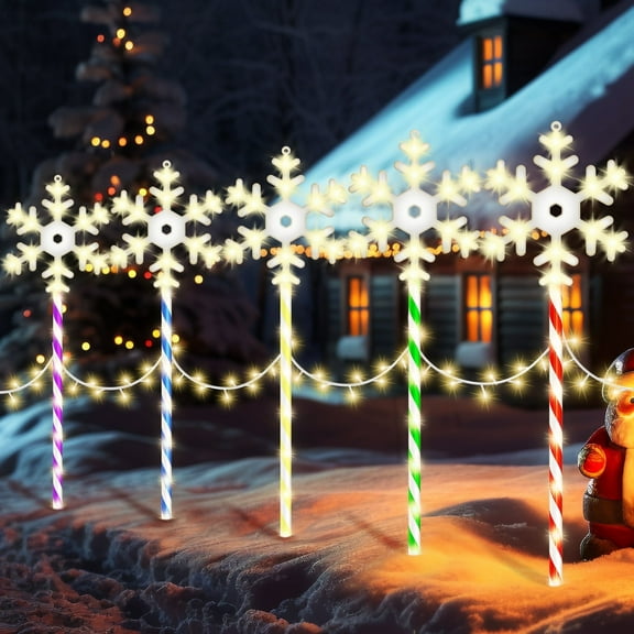 10 Pk Christmas Pathway Snowflake Lights 250 LED 8 Modes Waterproof  Lighted Outdoor Christmas Decoration