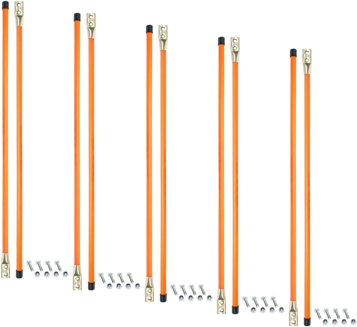 10PK 36" Snow Plow Guides Stakes Markers Safety Orange Bolt On Hardware