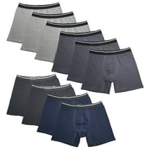 10PK Assorted Mens Cotton Boxer Briefs Comfort Flexible Soft Waistband Underwear