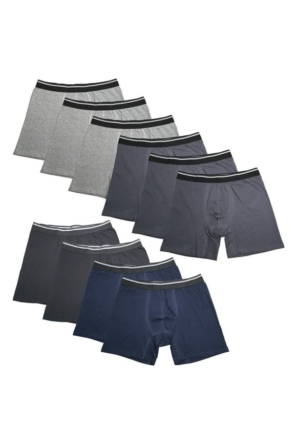 10PK Assorted Mens Cotton Boxer Briefs Comfort Flexible Soft Waistband Underwear