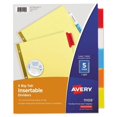 thumbnail image 1 of 10PK Avery Insertable Big Tab Dividers, 5-Tab, Double-Sided Gold Edge Reinforcing, 11 x 8.5, Buff, Assorted Tabs, 1 Set (11109), 1 of 1