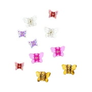 Wonder Nation Girls Mini Butterfly Hair Claw Clip Set, 10-Piece, Multi
