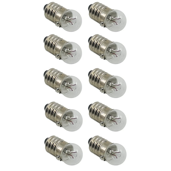 10PK Flash Lamp Bulbs, Round - 4.5V with M.E.S. Cap - E10 Thread - Eisco Labs
