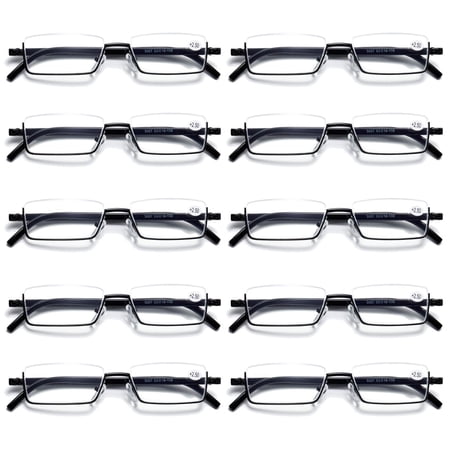 10PK Half Rim Metal Frame Small Mens Reading Glasses Blue Light Blocking Readers