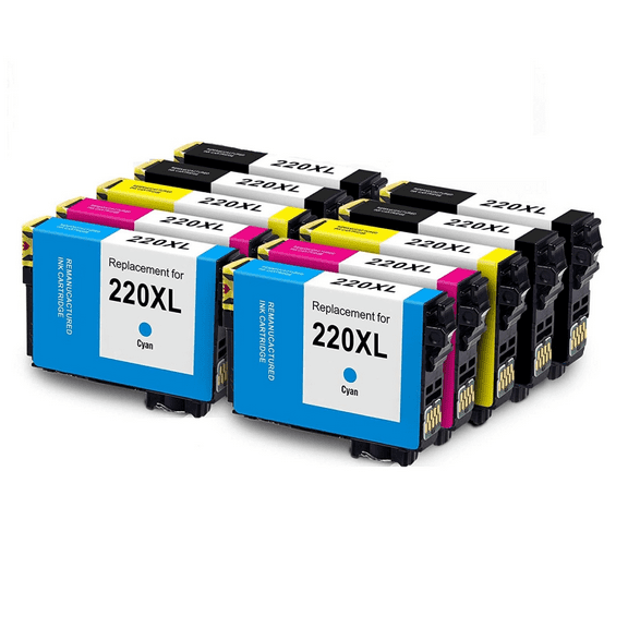 10PK High-Yield BCMY Ink Cartridge for Epson 220XL - Fits Epson XP-320 420 424 2630 2650 2660 2750 2760