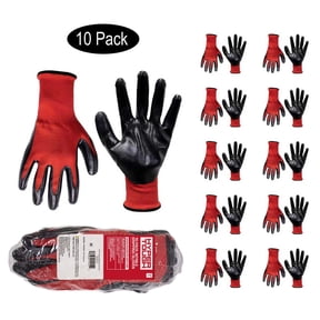Hyper Tough Nitrile Dipped Work Gloves, Large, 10 Pairs