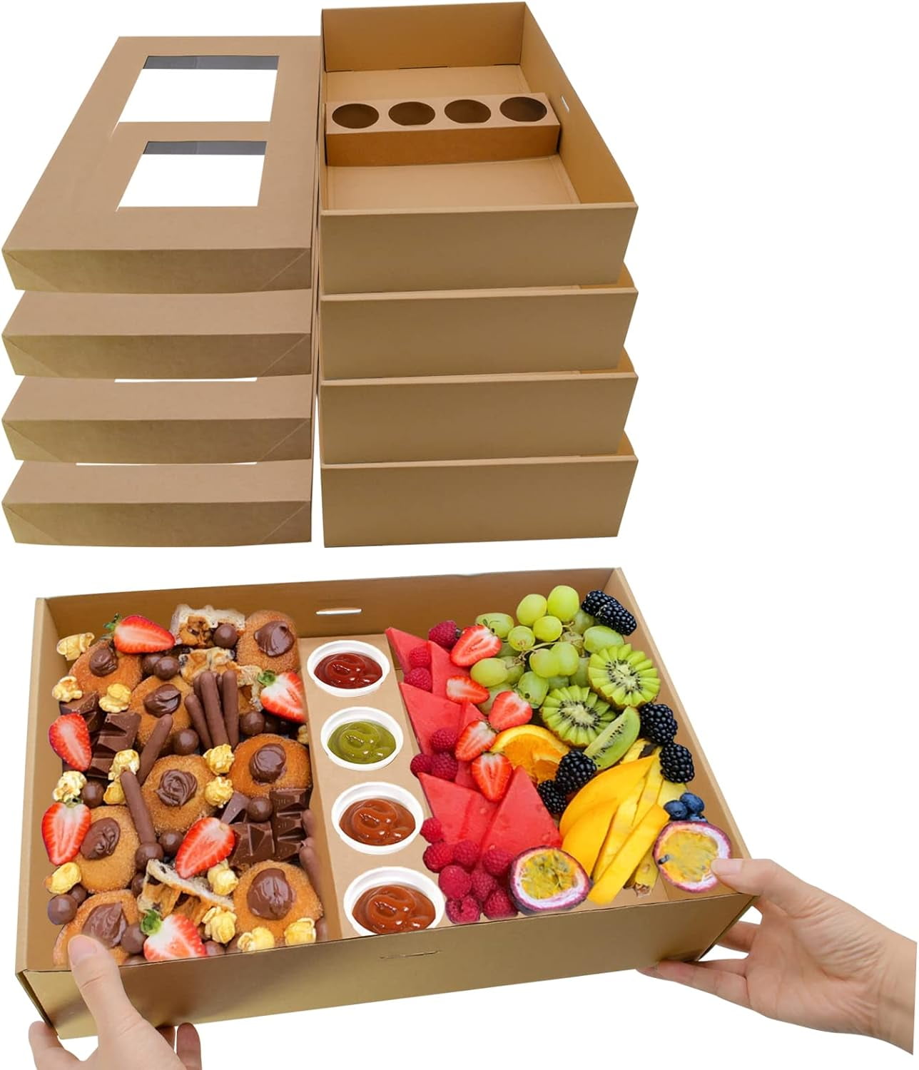 10PK Pastry Box Cardboard Heavy Duty Serving, Platter Box w/Window Lid