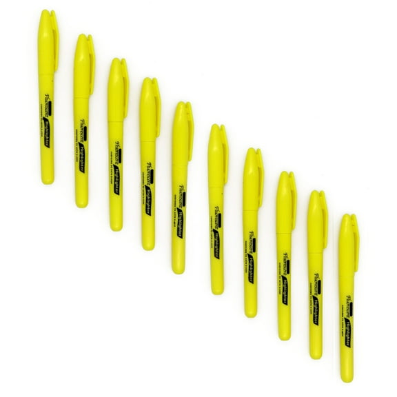 10PK Pen Style Smooth Glide Solid Gel Fluorescent Highlighter w/ Pocket Clip Student Study Kit