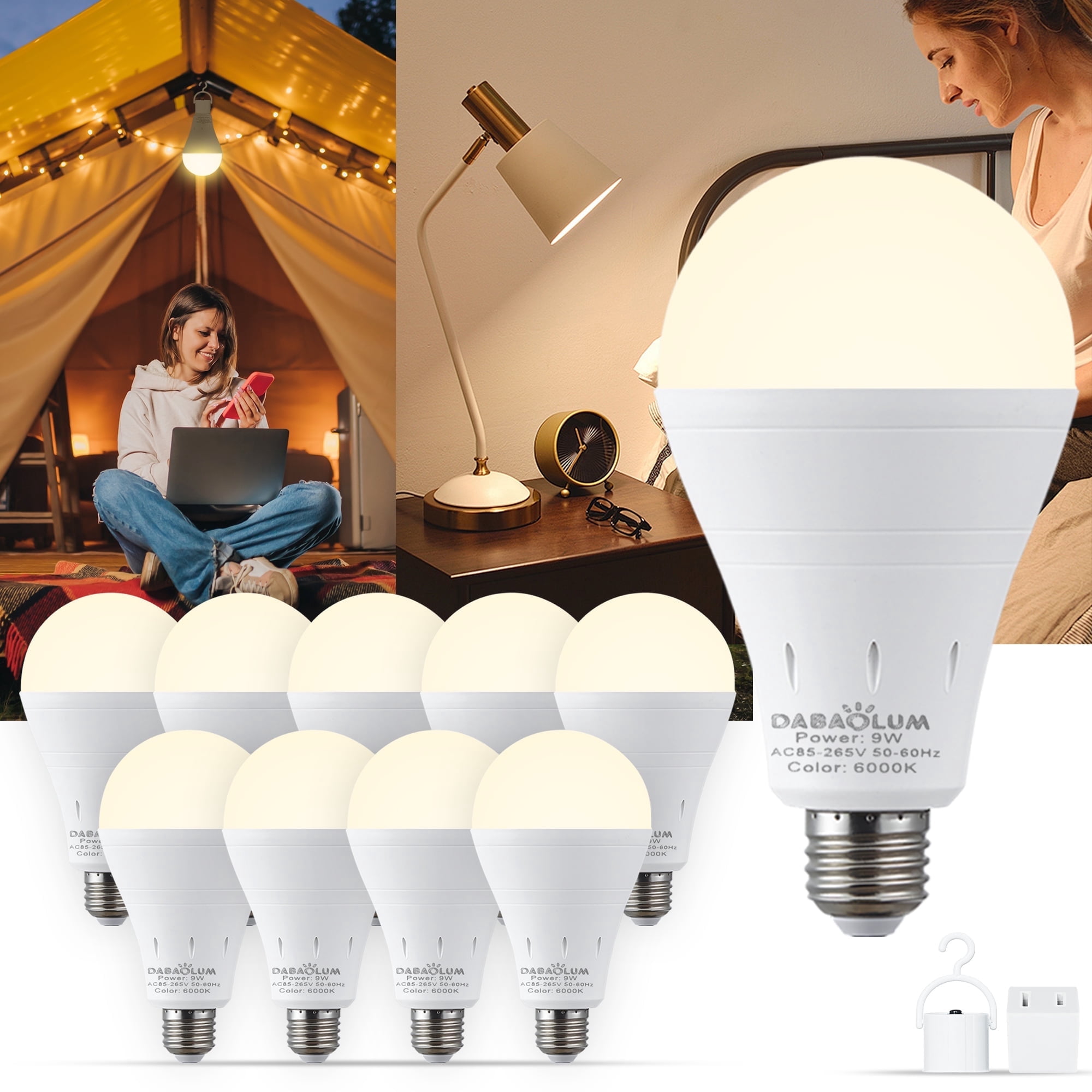 DEBAOBULB Rechargeable Emergency Light Bulbs, Soft White LED, 10PK ...
