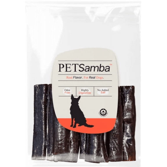 PetSamba 6-Inch Stuffed Beef Gullet Dog Chews [10-Pack]  High-Protein, Grain-Free & Fully Digestible  Soft  Natural Chew for All Breeds