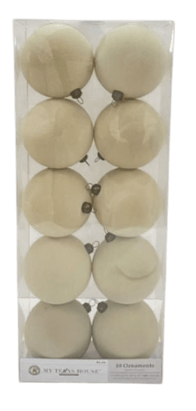 10 Count Tan Flocked Christmas Ornaments, 4.3 in, by My Texas House