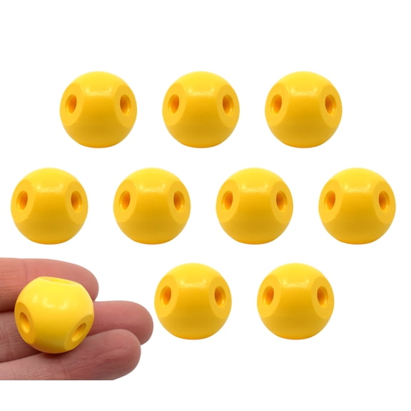 10PK Yellow Ball Molecular Model Part, 2.2cm - 4 Holes - Spare Extra Parts for Molecular Model Kits - Eisco Labs