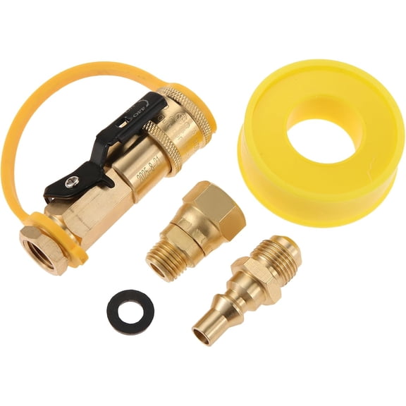 10PSI High Pressure 1/4" Quick Connect Propane Disconnect Adapter Kit Including 1/4" Quick Connector with ON/Off Valve 5/8-18 UNF to 1/4" NPT Adapter 3/8" Male Flare Thread fit for Heaters