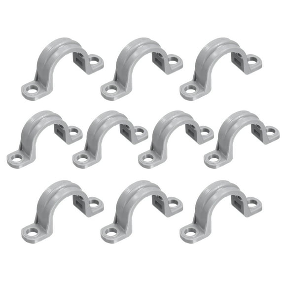 10Pack 1/2 Inch Pipe Straps, 2 Hole Conduit Pipe Clamps Supports, Mounting Bracket Clips for Cables and Tube Fittings, Gray