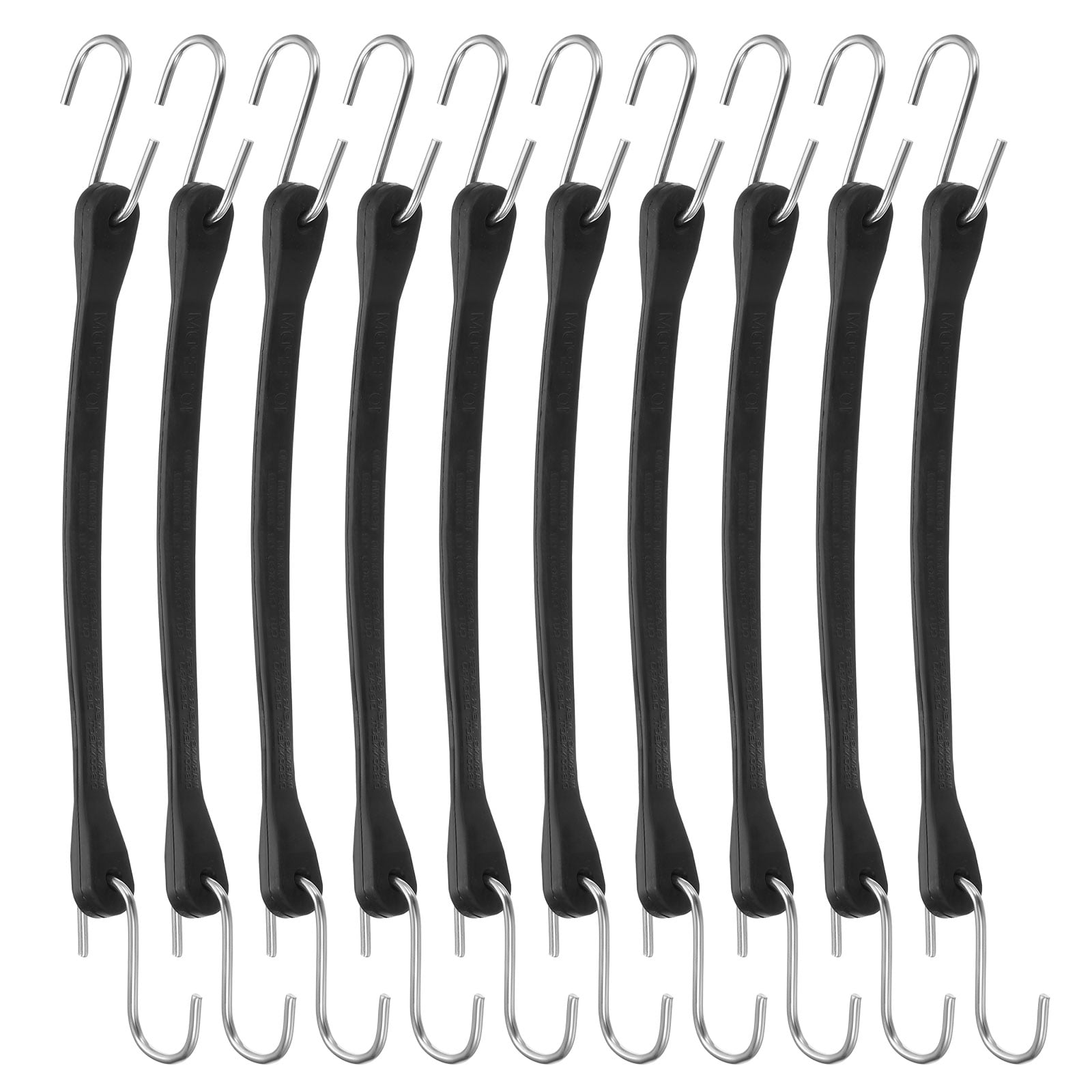 10Pack 10" Bungee Cords with Hooks for Securing Tarps Cargo Trucks Canvases Black