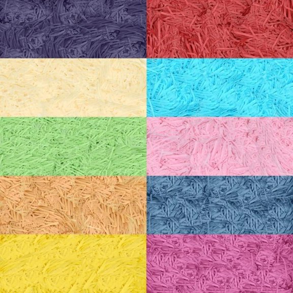 10Pack 200g Assorted Colored Raffia Paper Shredded Strands Grass Stuffing Filler