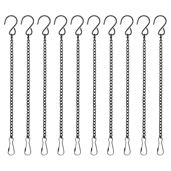 10Pack 25cm/9.8in Hanging Chain with Hooks for Bird Feeder Planter Lantern, Black