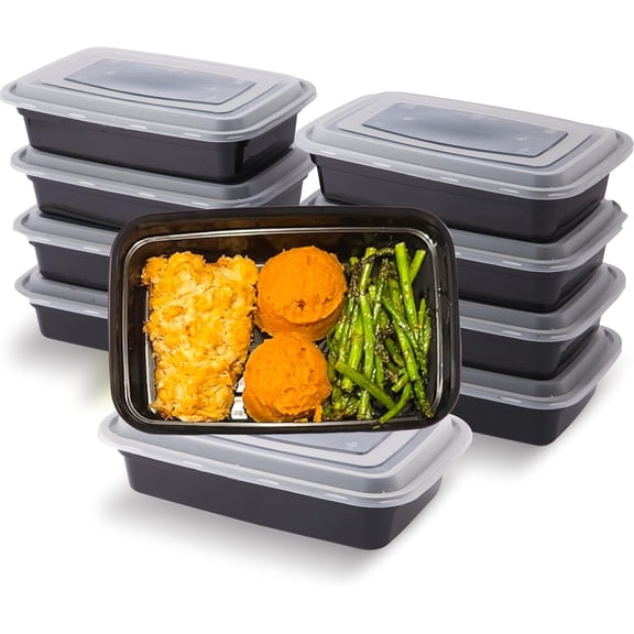 10Pack 28oz Meal Prep Containers Disposable Food Storage Containers with Lids, 1-Compartment Reusable Food Storage Plastic Stackable To Go Boxes Microwave, Freezer, Dishwasher Safe