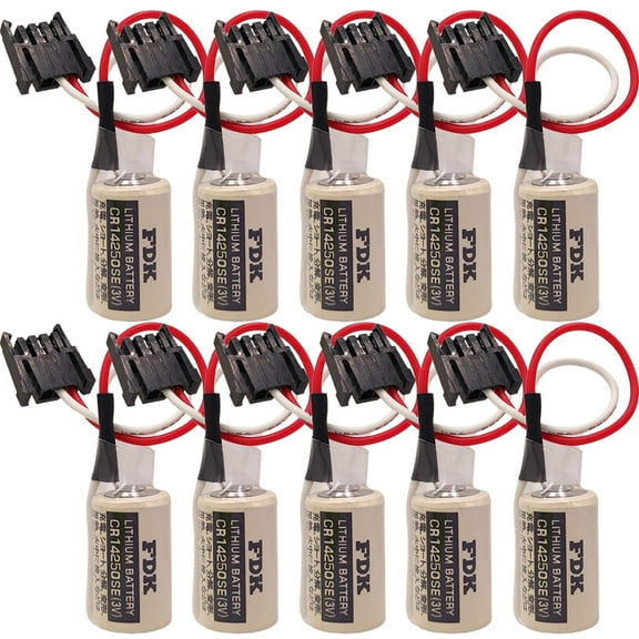 10Pack 3V 1747-BA Replacement PLC Lithium Battery for FDK CR14250SE, AB Allen Bradley 1769-BA, 1756-BA1, SLC-500 Series Controls