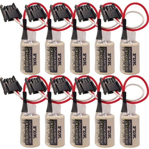 10Pack 3V 1747-BA Replacement PLC Lithium Battery for FDK CR14250SE, AB Allen Bradley 1769-BA, 1756-BA1, SLC-500 Series Controls