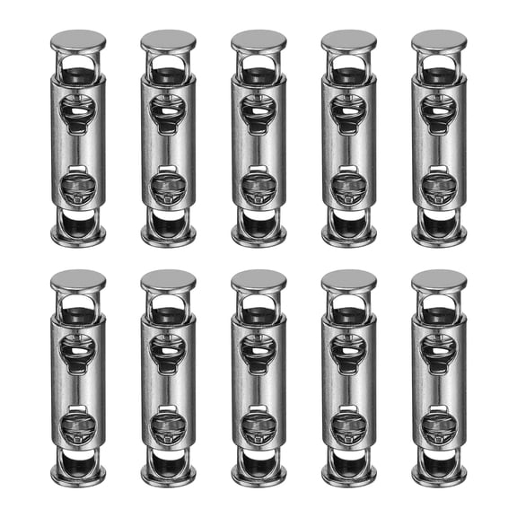 10Pack 5mm Double Hole Spring Toggle Stopper, Dim Gray, 9mm Dia