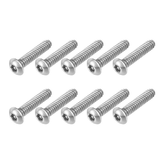 10Pack #6-32 x 1" 304 Stainless Steel Torx Security Machine Screws, Silver