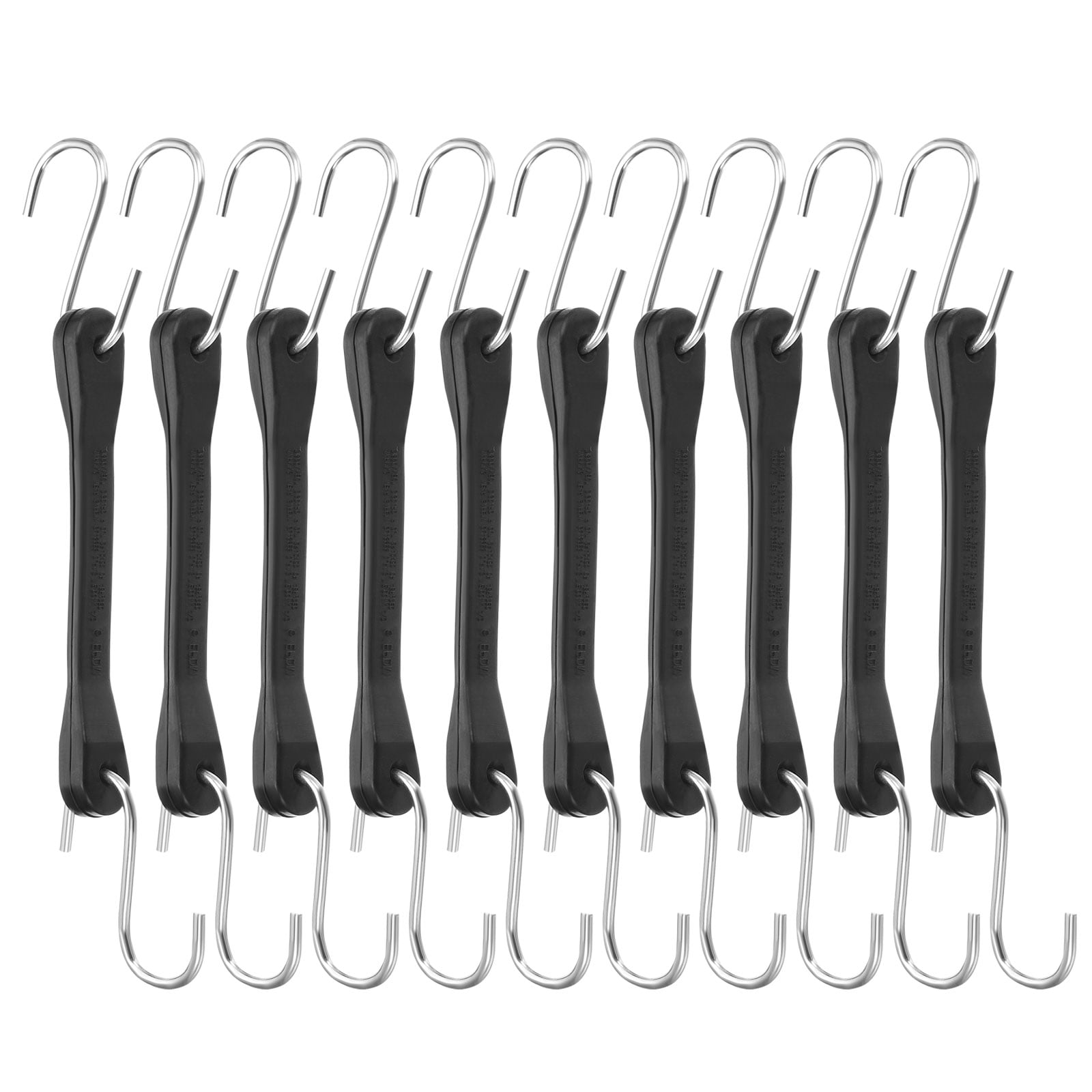 10Pack 6" Bungee Cords with Hooks for Securing Tarps Cargo Trucks Canvases, Black