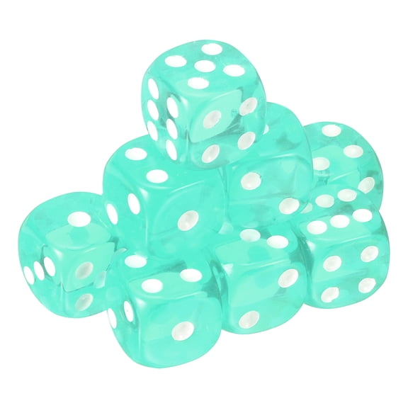 10Pack 6 Sided Acrylic Dice, 16mm/0.63" Rounded Corner Translucent Colored D6 Game Dice for Theme Party Fun Table Board Games, Light Green