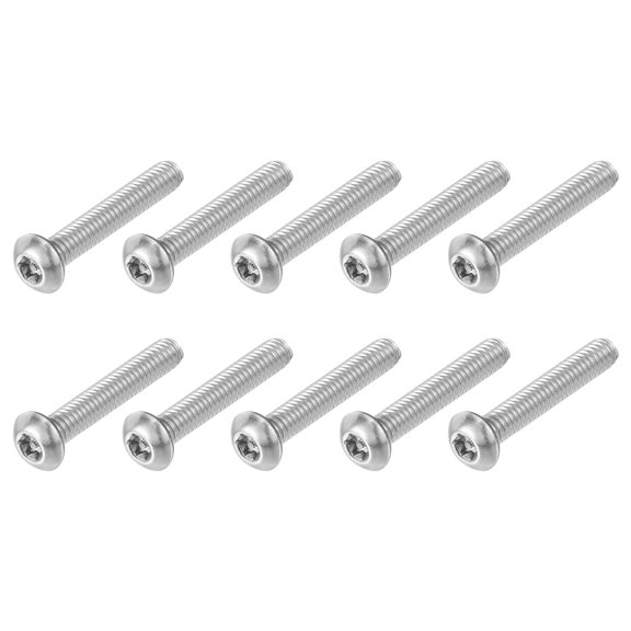 10Pack #8-32 x 1" 304 Stainless Steel Torx Security Machine Screws, Silver